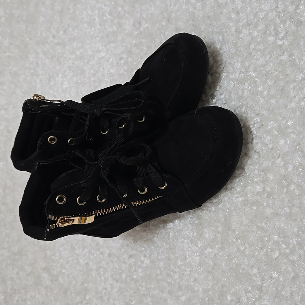 Black Wedge Booties- Little Girl Size 13
